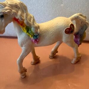 Schleich White Toy Pony with Rainbow Mane and Heart Detail